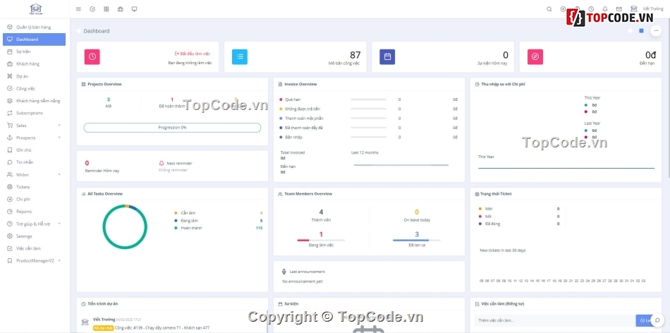 quản ly công việc,quản lý khách hàng,Rise CRM